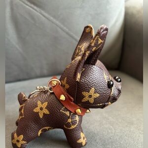 Fashion Accessory Brown and Gold Dog Keychain/Bag Charm